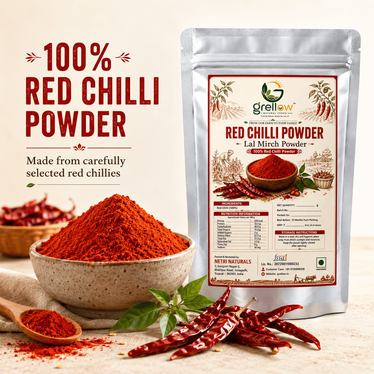 Grellow Red Chilli Powder | Pure Lal Mirch Powder